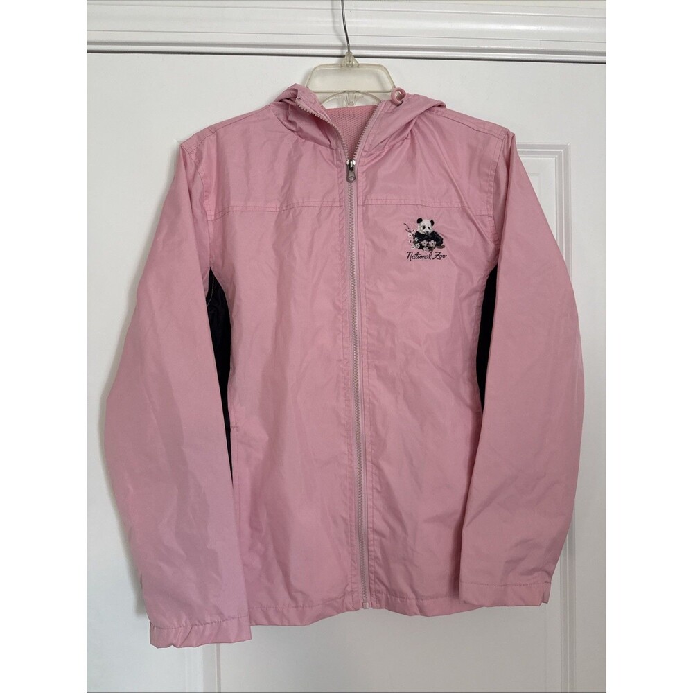 Vtg Smithsonian National Zoo Embroidered Panda Pink Rain Jacket ADULT SMALL